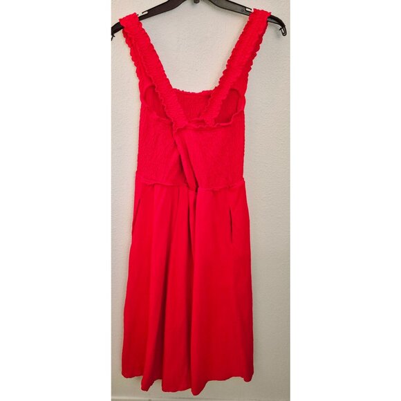 Tommy Hilfiger Red Smocked Bodice Cross Back 100% Cotton Midi Dress XXL EUC - Picture 6 of 9